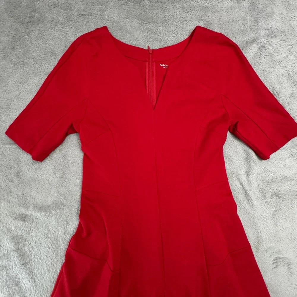 Soft Surroundings Dress Women's Size‎ 8 Red Short Sleeve Rear Zip - Picture 12 of 13